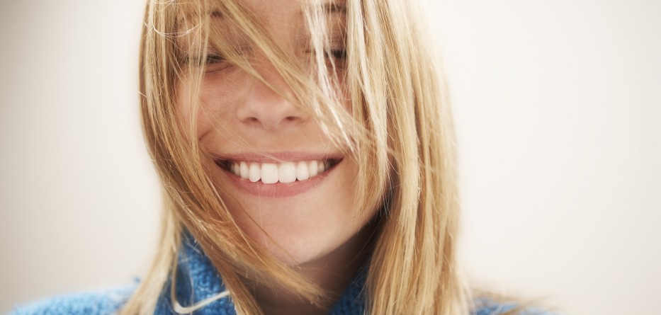 Young woman, eyes closed portrait